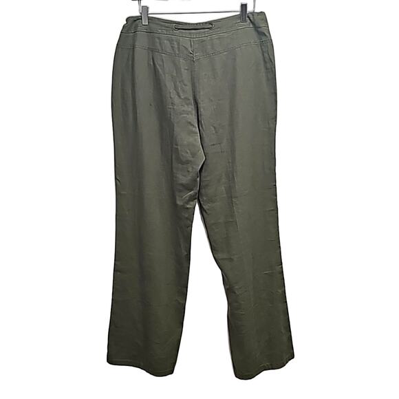 New Direction Women Linen Rayon Zip & Button Closure Tie Waist Pants Size 10 - Picture 2 of 9